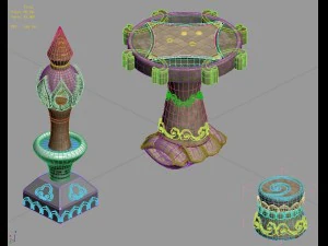cartoon world - stone table stool 3D Model