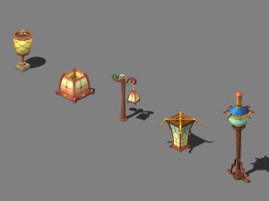 cartoon world - a group of roadside decorative light 03 Modelo 3D
