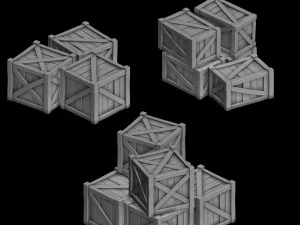 wooden box combination 032 3D Model