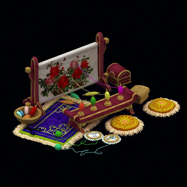 daughter village - textile props Model 3D .c4d .max .obj .3ds .fbx .stl .blend 