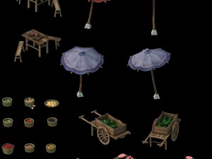 shop supplies - sun umbrellas - furniture - cars - goods 3D Model
