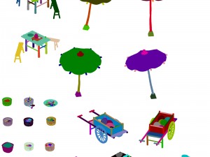 shop supplies - sun umbrellas - furniture - cars - goods 3D Model