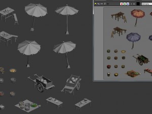 shop supplies - sun umbrellas - furniture - cars - goods 3D Model