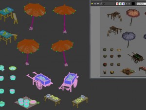 shop supplies - sun umbrellas - furniture - cars - goods 3D Model
