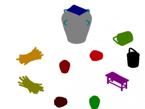 water tank - wine altar - firewood - bucket 3D Model