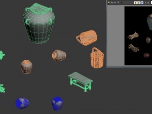 water tank - wine altar - firewood - bucket 3D Model