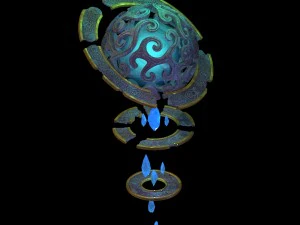 Остров персикового цвета - базилика - вращающийся волшебный шар 3D Модель