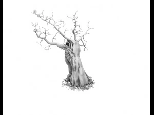 barracks - desert dead tree 01 3D Model