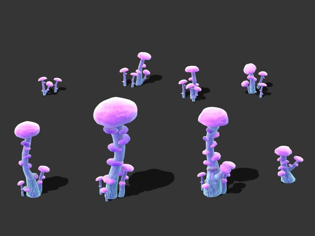 cartoon sky city - ice and snow mushroom Model 3D .c4d .max .obj .3ds .fbx .stl .blend 