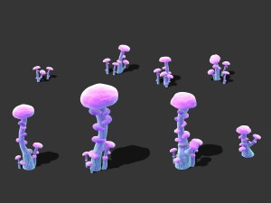 cartoon sky city - ice and snow mushroom 3Dモデル