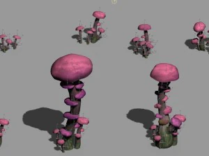 cartoon sky city - ice and snow mushroom 3D Model