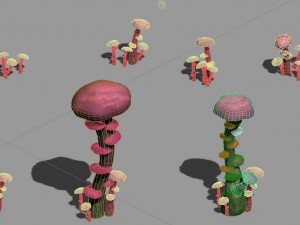 cartoon sky city - ice and snow mushroom Model 3D