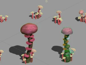 cartoon sky city - ice and snow mushroom 3D Model