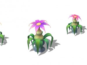 cartoon sky city - hibiscus flower 3D Model
