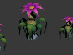 cartoon sky city - hibiscus flower 3D Model