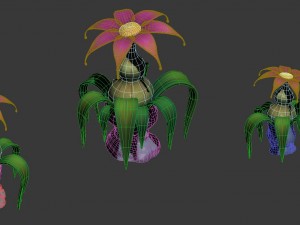 cartoon sky city - hibiscus flower 3D Model