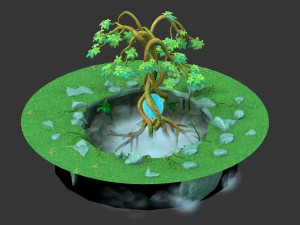 cartoon sky city - cool heavenly tree 3D Модель