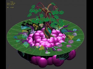 cartoon sky city - cool heavenly tree 3D Model