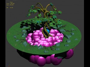 cartoon sky city - cool heavenly tree 3D Model