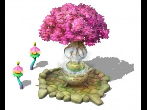 cartoon sky city - tree temple 3D Модель