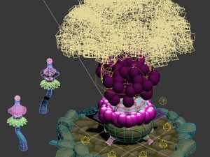 cartoon sky city - tree temple 3D Модель