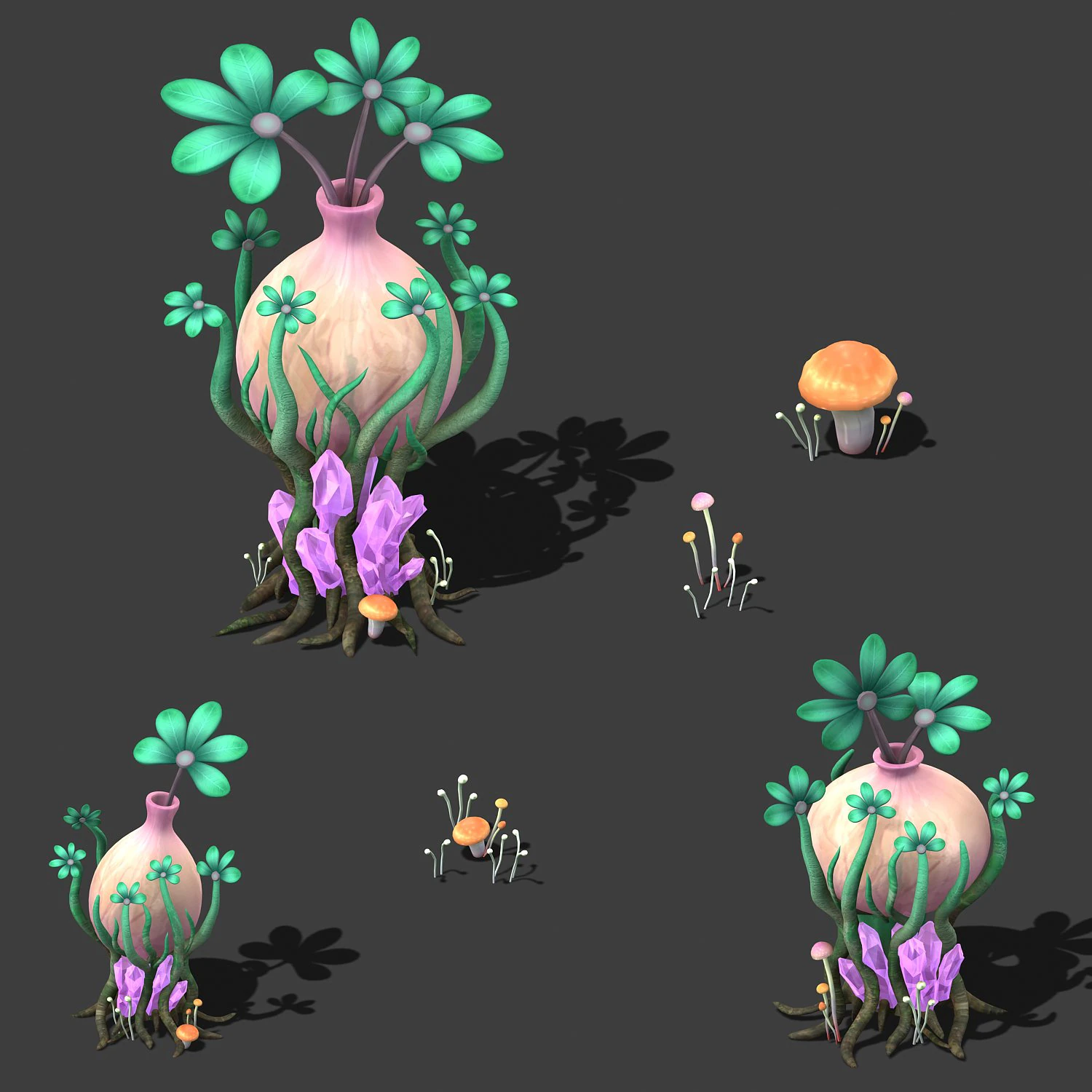 cartoon sky city - water bottle grass 3D Model .c4d .max .obj .3ds .fbx .stl .blend 