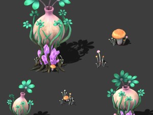 cartoon sky city - water bottle grass 3D Модель