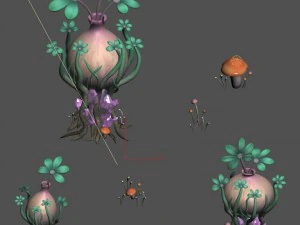 cartoon sky city - water bottle grass 3D Model