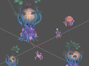 cartoon sky city - water bottle grass 3D Model