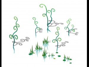 cartoon sky city - jade pond - plant 3D Model