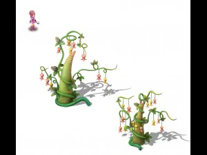 cartoon sky city - fairy rattan stone teeth 3D Model