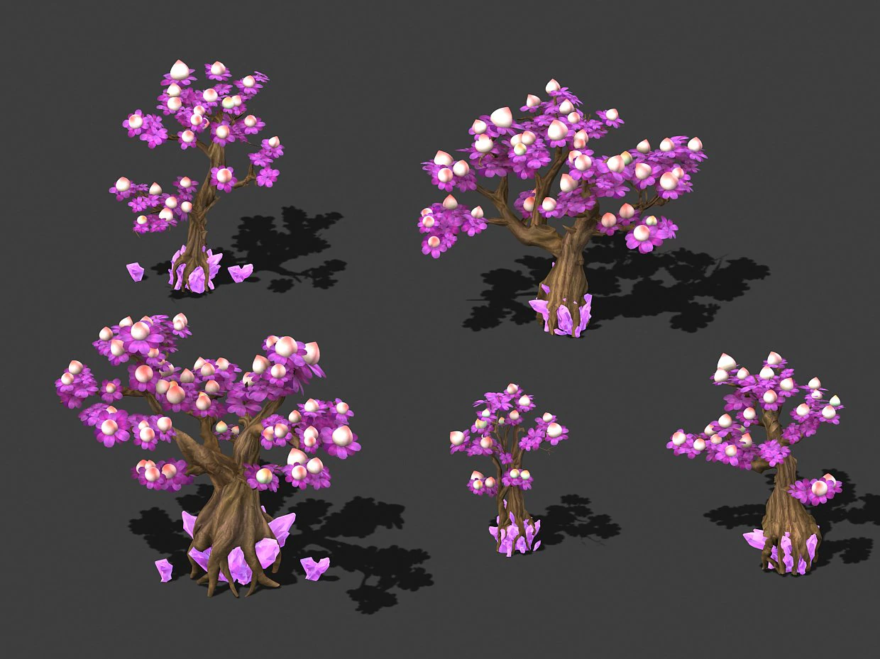 cartoon sky city - xiantao tree 01 3D Model .c4d .max .obj .3ds .fbx .stl .blend 