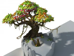 सौ फूलों की घाटी - बड़ा पेड़ 01 3D मॉडल