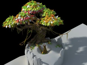 hundred flowers valley - big tree 01 3D Model