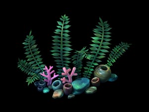 cartoon submarine city - seaweed 01 3Dモデル
