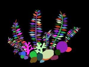 cartoon submarine city - seaweed 01 Modello 3D