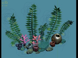 cartoon submarine city - seaweed 01 Modello 3D