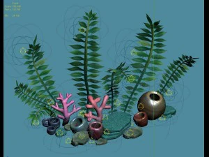 cartoon submarine city - seaweed 01 3D Model