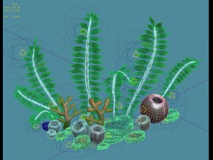 cartoon submarine city - seaweed 01 Modello 3D