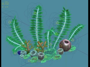 cartoon submarine city - seaweed 01 3D Model