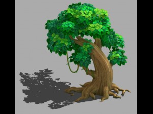 cartoon forest - big tree 02 3D Model