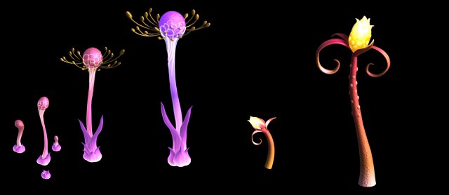 forest - strange plants 3D 模型 .c4d .max .obj .3ds .fbx .stl .blend 