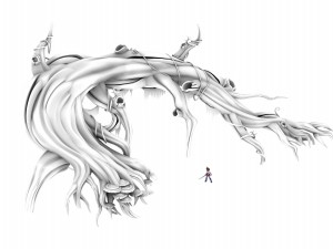 virgin forest - long fern vines - big dry trunk Modelo 3D