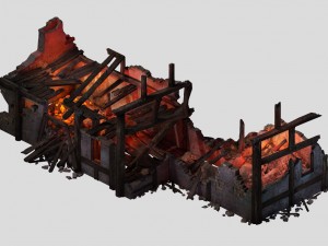 Burned houses 01 Modèle 3D
