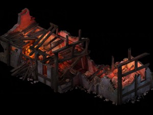 Burned houses 01 Modèle 3D