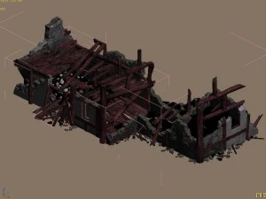 Burned houses 01 3D Model