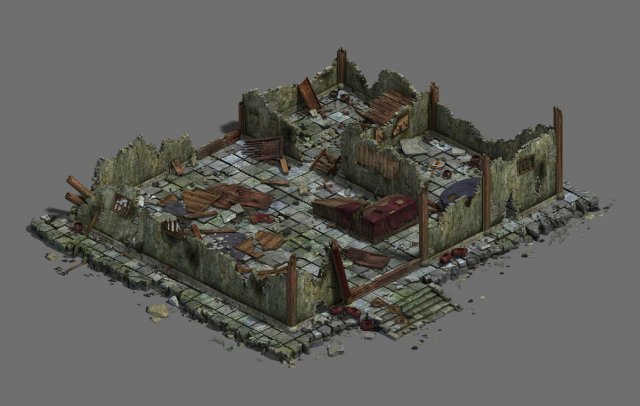 city - architecture - ruins 01 3D 模型 .c4d .max .obj .3ds .fbx .stl .blend 