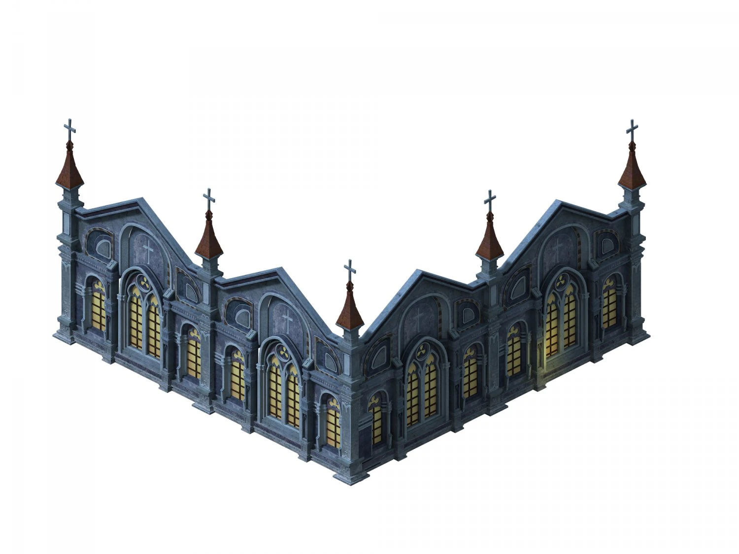 church hospital - church wall 01 3D Model .c4d .max .obj .3ds .fbx .stl .blend 