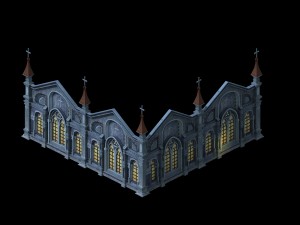 church hospital - church wall 01 3D Model