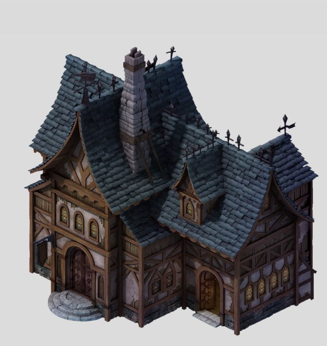small manor -1 3D Модель .c4d .max .obj .3ds .fbx .stl .blend 